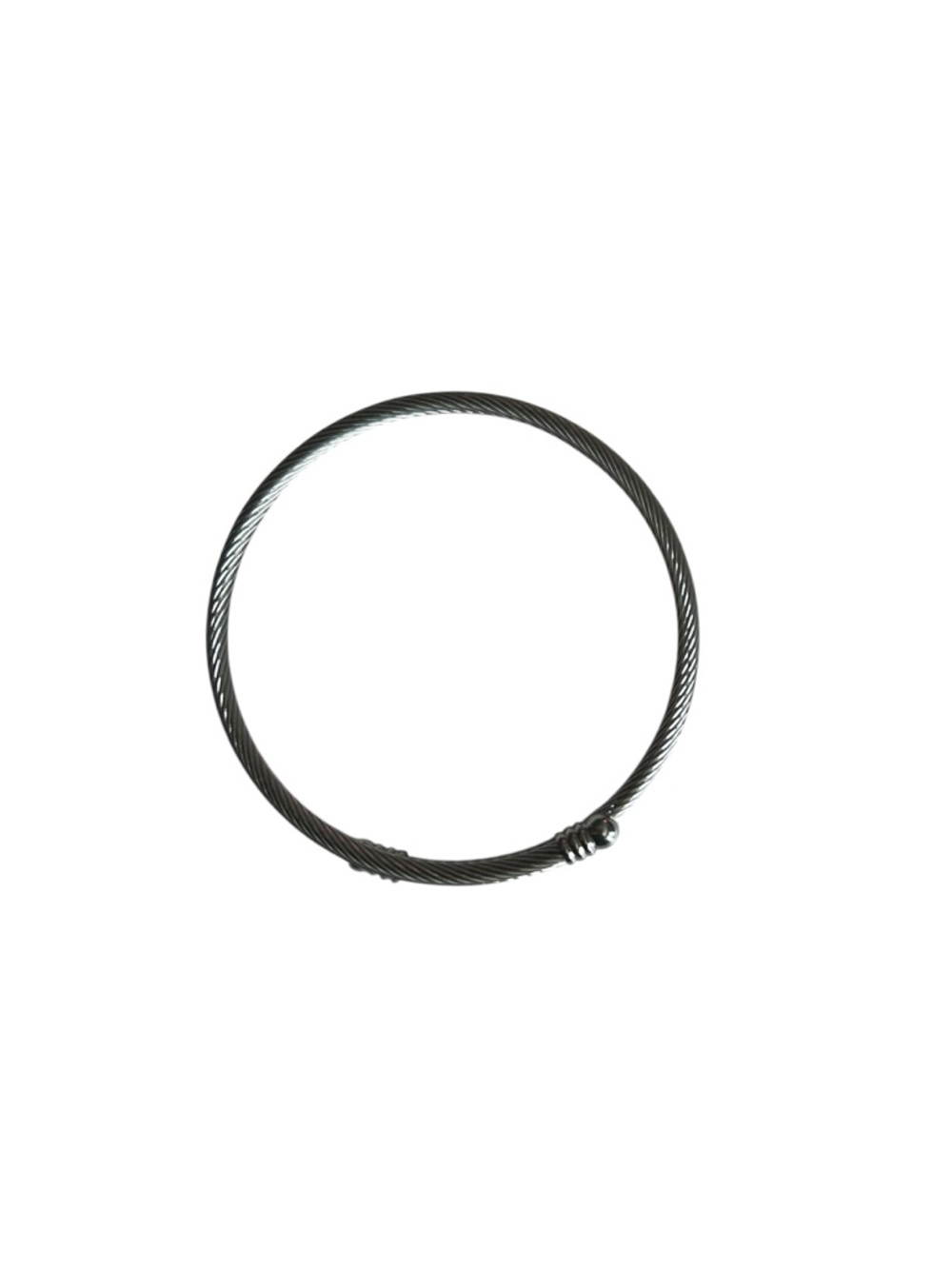 Silver Twisted Cable Open Cuff Stainless Steel Br… - image 3